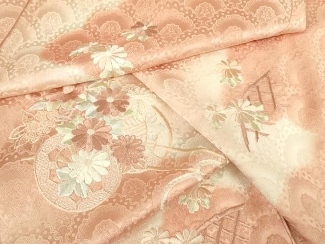 平和屋着物▽訪問着　単衣　刺繍　花車文　暈し染め　正絹　逸品　DABG0399az 28,080円