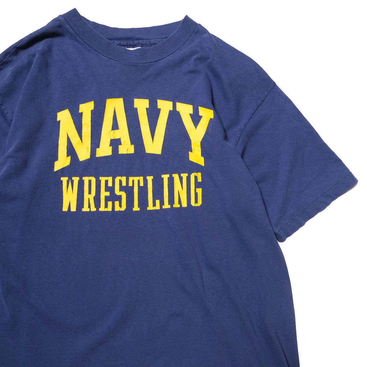 80's USA製 ヘインズ ビーフィー USネイビー ミリタリー プリント コットン Tシャツ 半袖 (XL) 紺 USN アメリカ製 旧タグ オールド Hanes アメリカ古着 USED ビンテージ ヴィンテージ