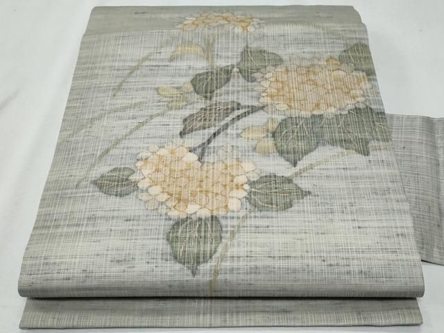 平和屋着物＊夏物　九寸名古屋帯　紫陽花　金糸　正絹　逸品　CABG9898fb
