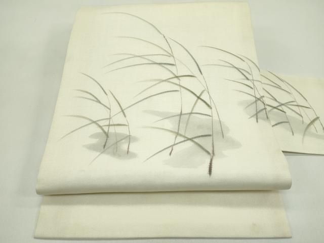 平和屋着物＊夏物　九寸名古屋帯　手描き　草木文　正絹　逸品　CABH5687rv 23,400円