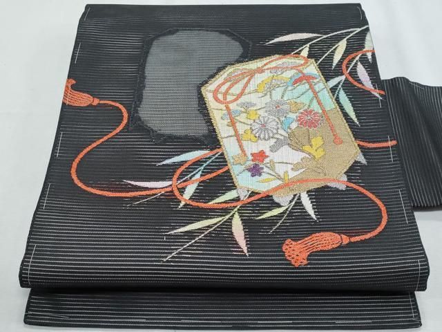 平和屋着物＊夏物　九寸名古屋帯　貝桶枝花文　正絹　逸品　CABG9907fb 14,040円