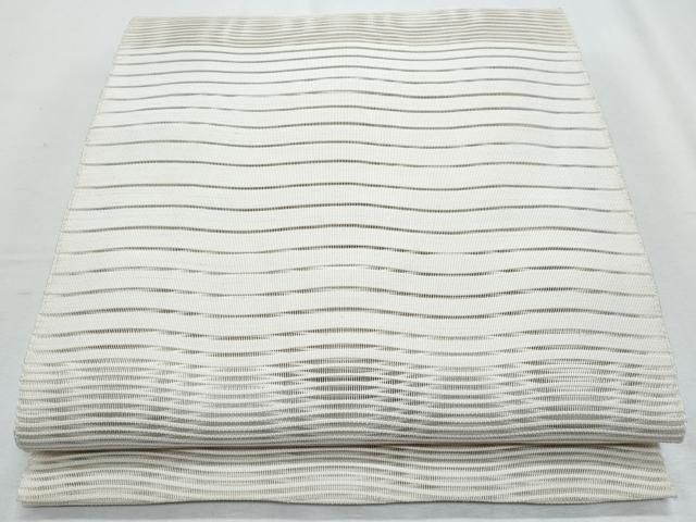 平和屋着物＊夏物　八寸名古屋帯　絽綴れ　よろけ縞　正絹　逸品　CABG9916fb