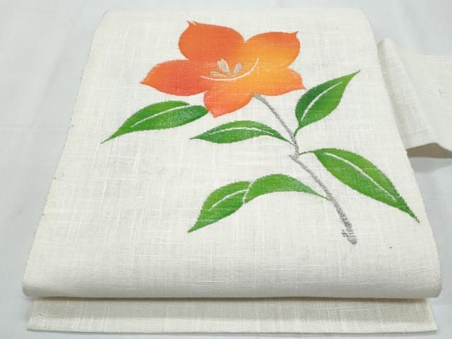 平和屋着物＊夏物　八寸名古屋帯　桔梗　金糸　正絹　逸品　CABG9919fb