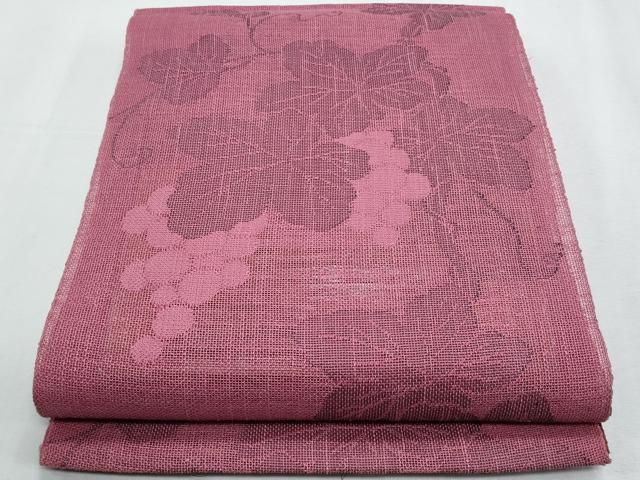 平和屋着物＊夏物　八寸名古屋帯　葡萄蔦の葉文　正絹　逸品　CABG9941fb
