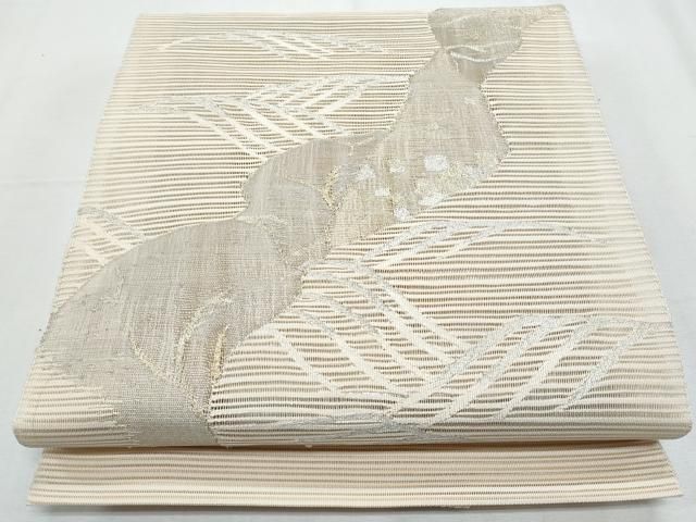 平和屋着物＊夏物　八寸名古屋帯　絽綴れ　立波風景文　金銀糸　正絹　逸品　CABG9945fb