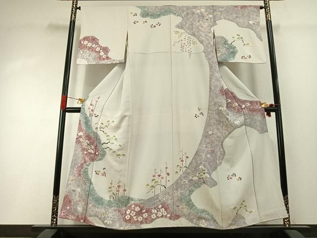 平和屋着物●十日町　名門　滝泰謹製　訪問着　絞り　松竹梅　正絹　逸品　AABI2016fy