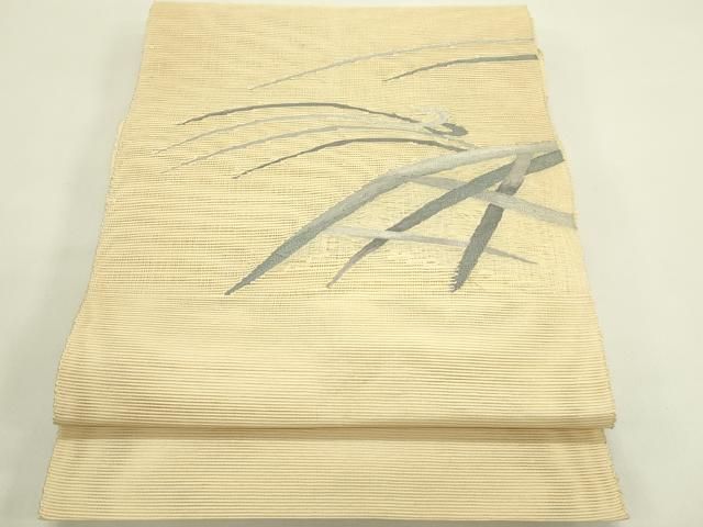 平和屋着物＊夏物　八寸名古屋帯　すくい織　籬文様　正絹　逸品　CABH5651rv