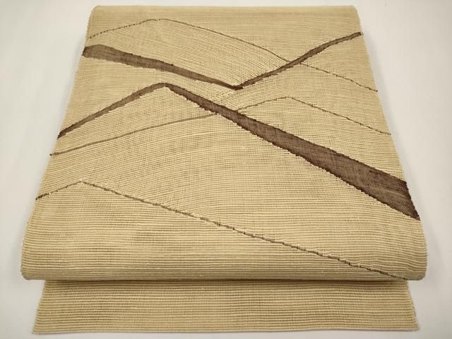平和屋着物＊夏物　八寸名古屋帯　重ね山文　正絹　逸品　CABH6086tx