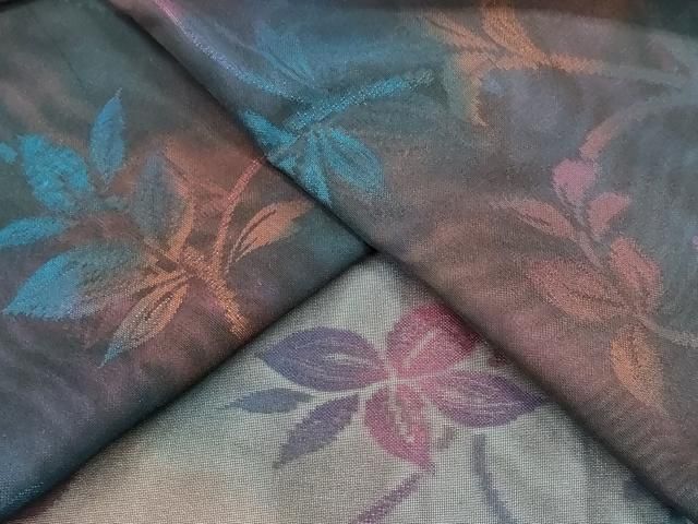 平和屋着物＊夏物　小紋　風通紗　唐草文　正絹　逸品　CABH0946ou
