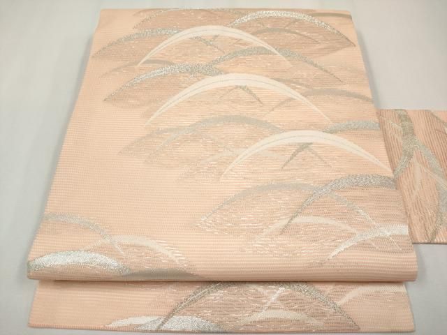 平和屋着物＊夏物　九寸名古屋帯　芝草文　銀糸　正絹　逸品　CABH6092tx