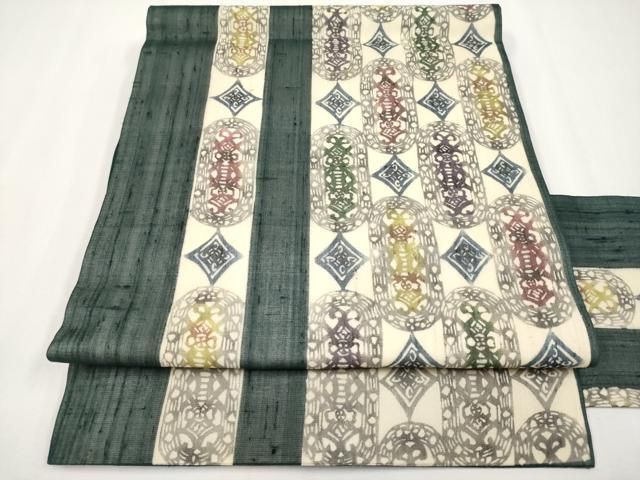 平和屋着物＊夏物　九寸名古屋帯　紅型　吉祥間道　正絹　逸品　CABH6113tx