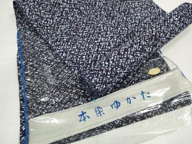 平和屋着物＊夏物　男性　浴衣　反物　着尺　注染　格子　綿　逸品　未使用　DABD8820zzz
