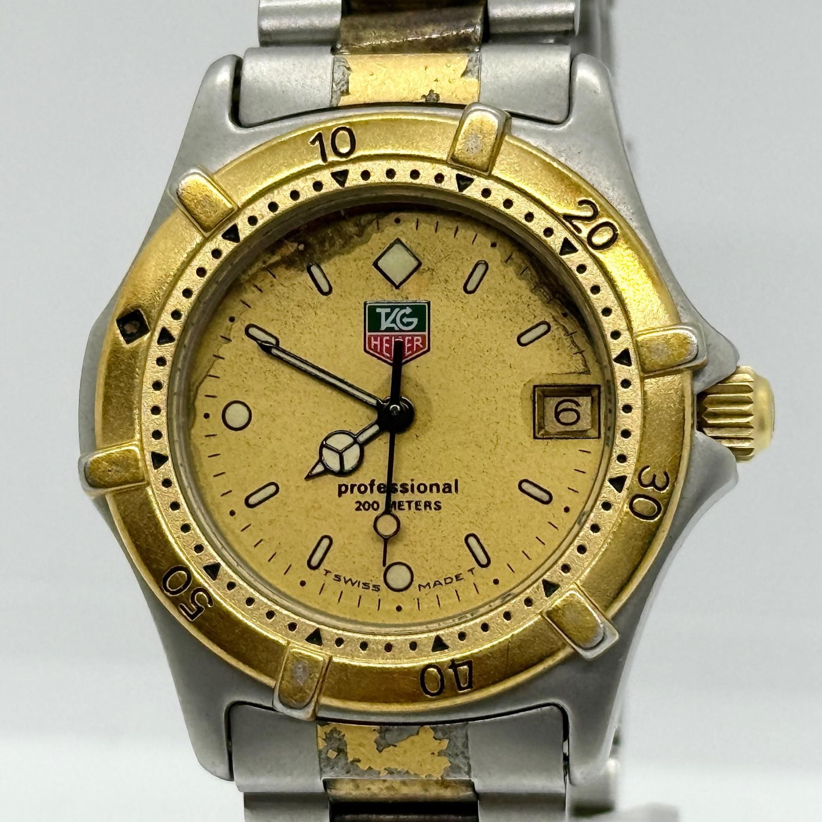 TAG HEUER タグホイヤー プロフェッショナル 200m 964.013F-2 ゴールド QZ メンズ 腕時計 稼働品