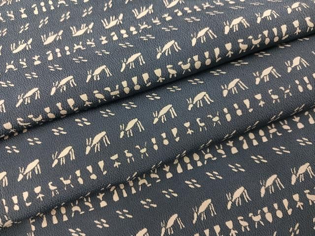 平和屋着物●上質な小紋　動物　正絹　逸品　AABI8529ph