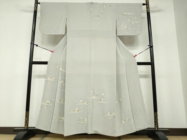 平和屋着物●訪問着　枝花文　鬼しぼ縮緬　高島屋扱い　正絹　逸品　DABF1322ud