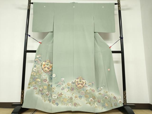 平和屋着物●豪華色留袖　作家物　駒刺繍　向かい鳥洋花文　暈し染め　金彩　正絹　逸品　未使用　DABF1349ud