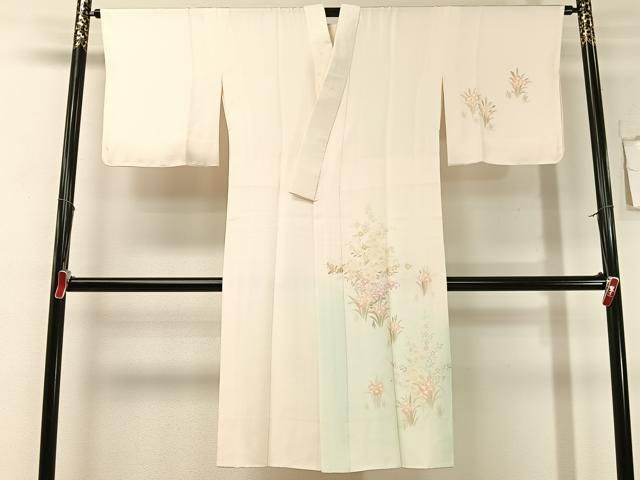 平和屋着物●長襦袢　袷　手描き　草花文　暈し染め　正絹　逸品　CABG7748vp