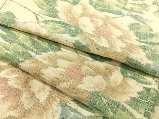 平和屋着物●小千谷紬　牡丹　正絹　逸品　CABG7754vp