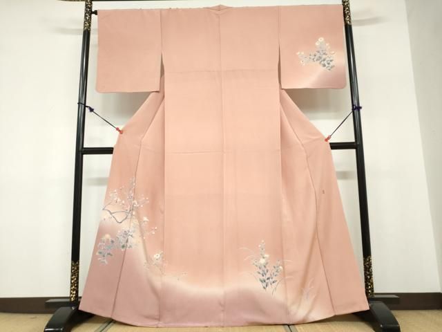 平和屋着物●訪問着　友禅　作家物　枝花文　暈し染め　正絹　逸品　DABF1299ud