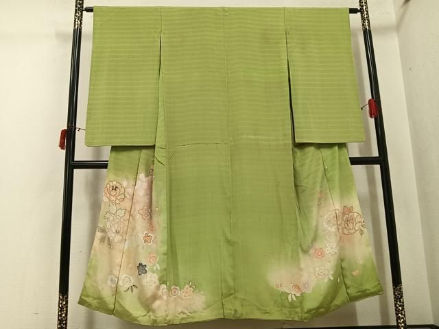 平和屋着物●アンティーク　大正ロマン　色留訪問着　草花文　暈し染め　金彩　正絹　逸品　AABI8516ph