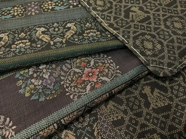 平和屋着物●本場大島紬　9マルキ　更紗花鳥文　正絹　逸品　未使用　CABG7768vp