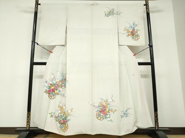 平和屋着物●訪問着　友禅　作家物　花籠文　正絹　逸品　DABF1302ud