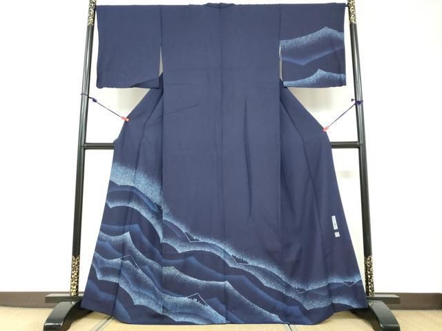 平和屋着物●藍染工房・こんや　全国阿波藍染染織作家協会会員　松本輝夫　訪問着　抽象文様　正絹　逸品　DABF1307ud