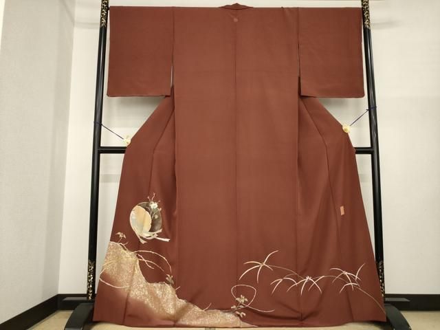 平和屋着物●豪華色留袖　友禅　作家物　駒刺繍　花丸文　金彩　正絹　逸品　AABI7960ck