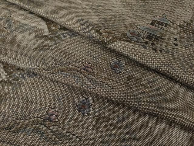 平和屋着物●本場大島紬　カタス9マルキ　風景文　正絹　逸品　AABI7966ck