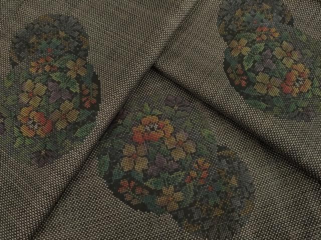 平和屋着物●本場大島紬　カタス7マルキ　花丸文　正絹　逸品　AABI7967ck