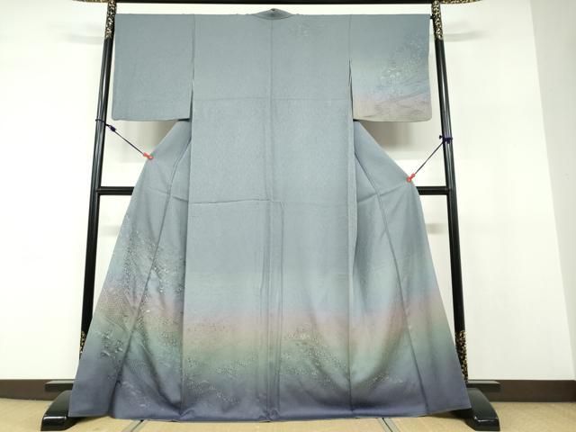 平和屋着物●中国三大刺繍　汕頭刺繍　スワトウ刺繍　訪問着　流水貝桶花文　暈し染め　金糸　正絹　逸品　DABF1268ud