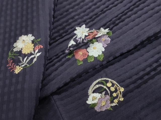 平和屋着物●上質な小紋　総刺繍　草花丸文　金糸　正絹　逸品　未使用　DABF1274ud