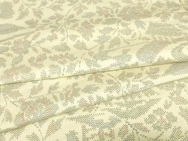 平和屋着物▽上質な紬　単衣　風景花文　正絹　逸品　DABE4812az