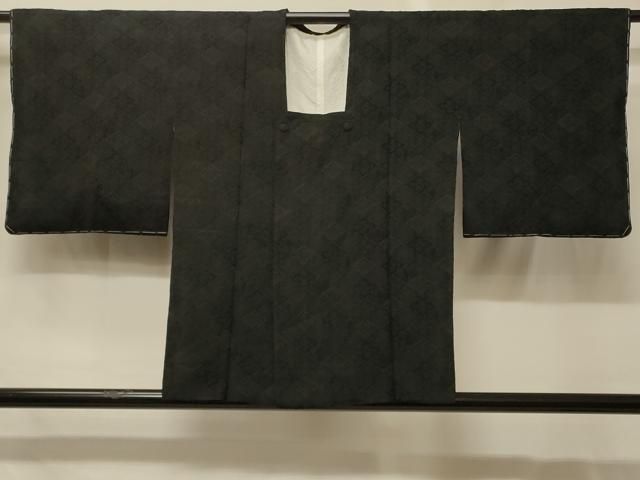 平和屋着物＃道行コート　花菱地紋　黒地　正絹　逸品　未使用　CABG8103in