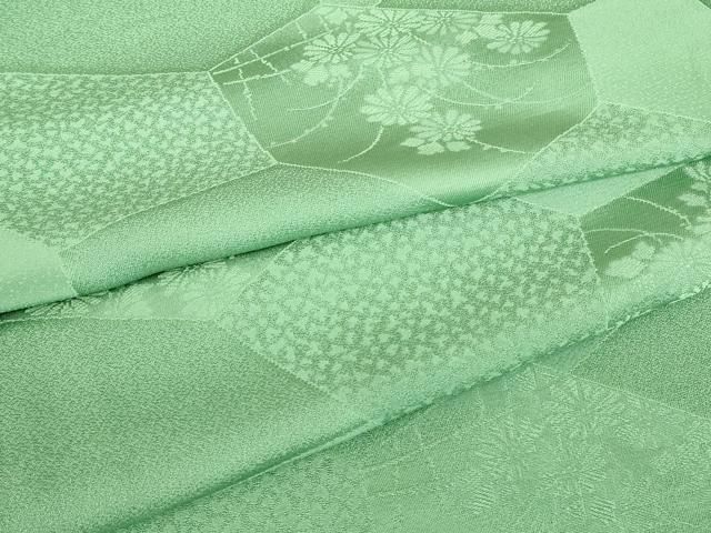 平和屋着物▽上質な色無地　単衣　切嵌め花地紋　薄青色　大丸扱い　正絹　逸品　DABE4830az