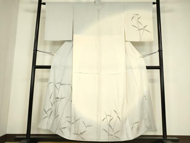 平和屋着物▽訪問着　単衣　作家物　草葉文　手描き　やまと誂製　正絹　逸品　DABE4834az
