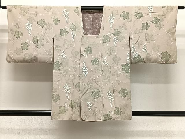 平和屋着物＃道行コート　地紋起こし　葡萄蔦草文　正絹　逸品　CABG3853ua