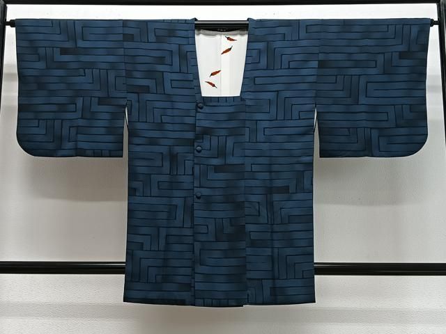 平和屋着物＃道行コート　幾何学文様　正絹　逸品　CABG3855ua