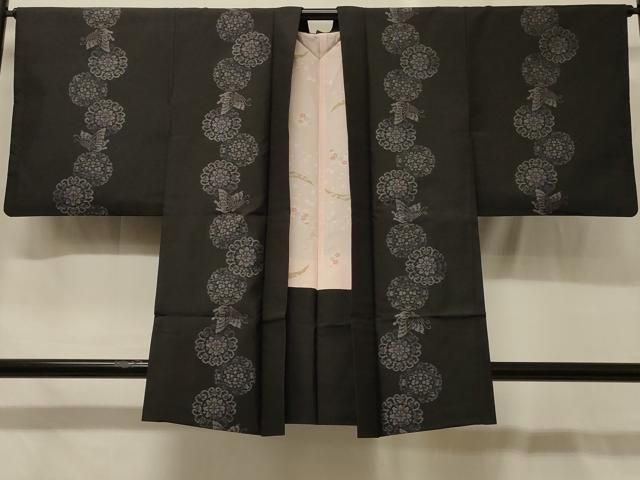 平和屋着物＃本場大島紬　羽織　正倉院花蝶間道　ほていや扱い　正絹　逸品　CABG8063in