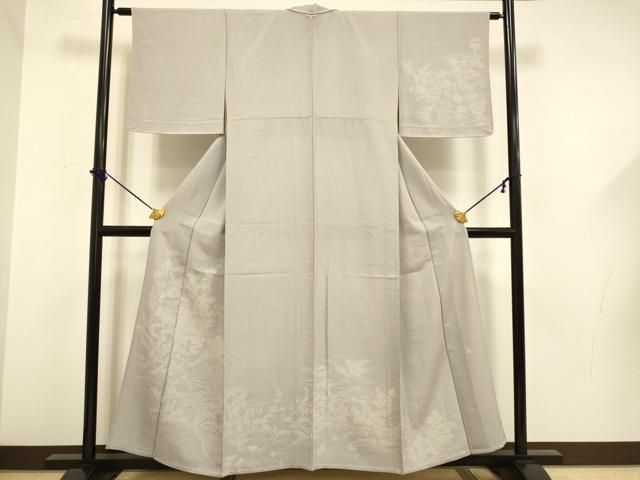 平和屋着物▽伝統工芸師　服部光擴　訪問着　単衣　立波風景花文　正絹　逸品　未使用　DABF5599du