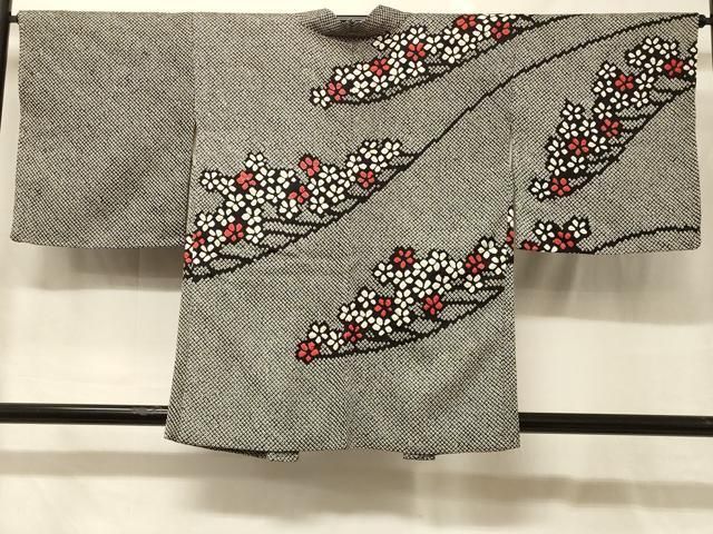 平和屋着物＃羽織　総絞り　枝花文　黒地　正絹　逸品　未使用　CABG8083in