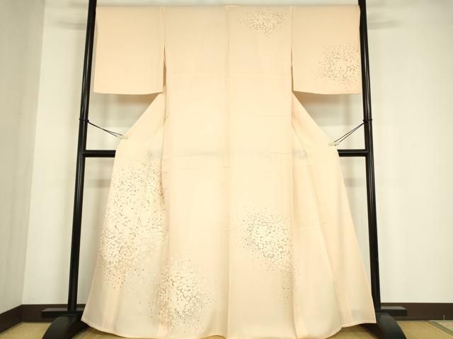 平和屋着物▽訪問着　単衣　舞梅文　金彩　正絹　逸品　DABE4804az