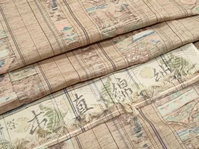 平和屋着物●本真綿紬　人物間道　反端付き　正絹　逸品　CABG8488th 23,998円