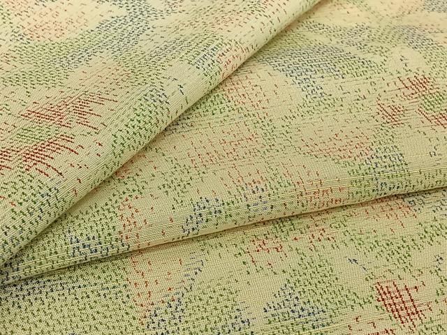 平和屋着物▽上質な紬　単衣　草花文　正絹　逸品　AABI7718jh