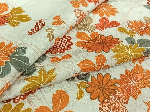 平和屋着物▽小紋　単衣　草花文　金彩　洗える着物　AABI7723jh