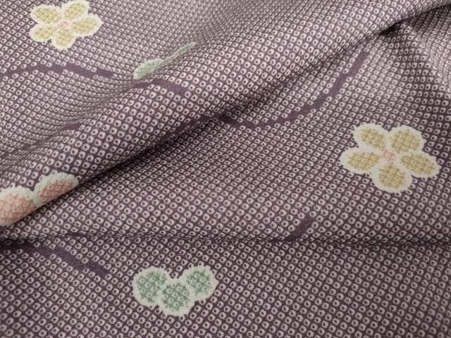 平和屋着物▽上質な小紋　単衣　芝梅文　正絹　逸品　AABI7307cs