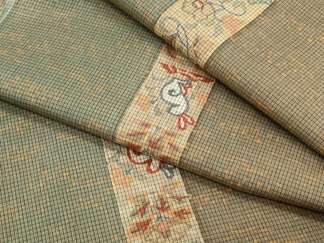 平和屋着物●本場大島紬　うさぎ　花唐草間道　正絹　逸品　CABG8506th