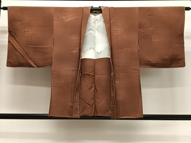 平和屋着物＃羽織　地紋起こし　枝葉文　正絹　逸品　未使用　CABG3847ua
