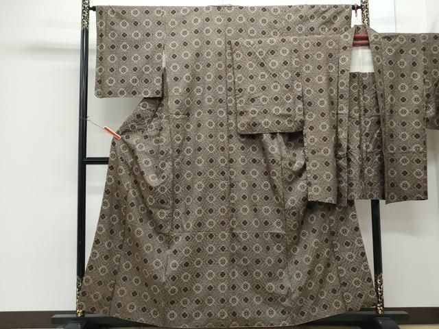 平和屋着物●本場大島紬　龍郷絣　アンサンブル　菱花文　正絹　逸品　CABG8518th