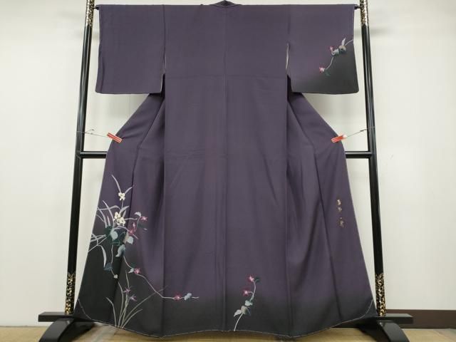 平和屋着物●染色作家　草野一騎　訪問着　手描き　草花文　暈し染め　正絹　逸品　未使用　CABG5466ut